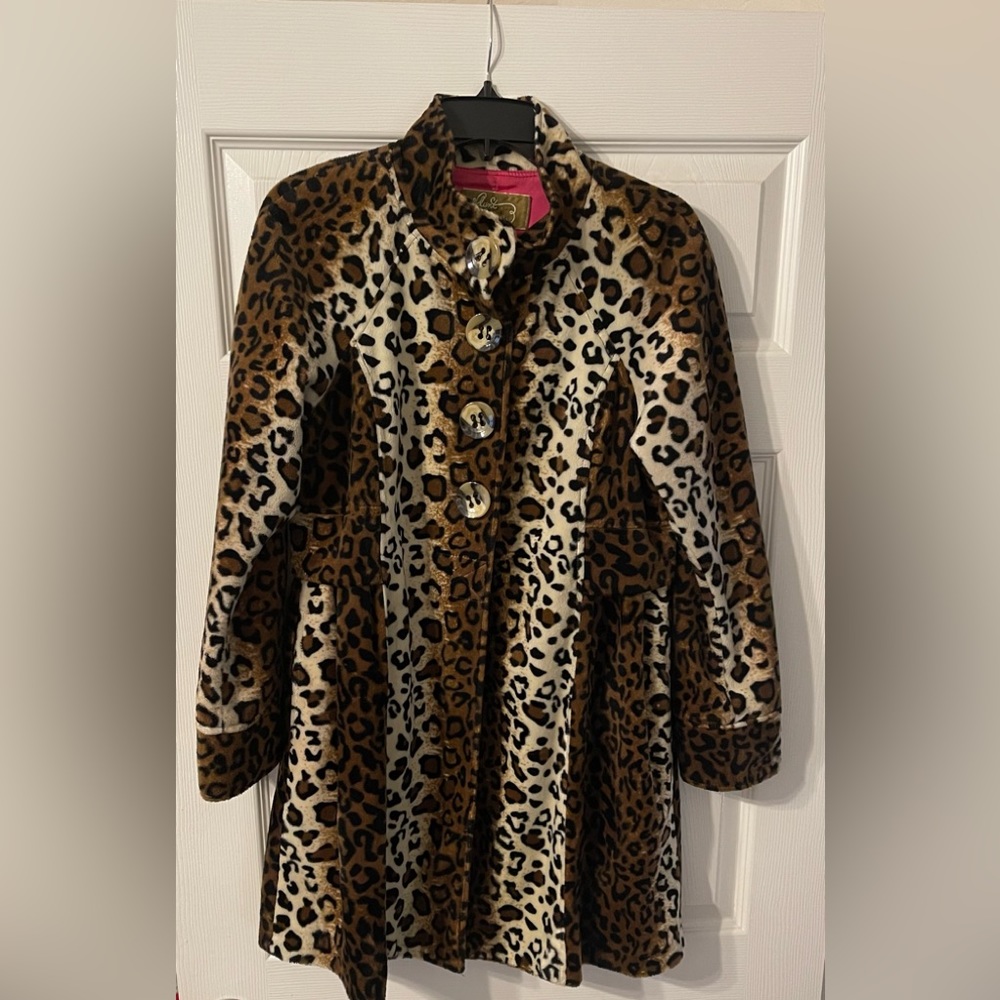 Leopard Print Knee Length Coat